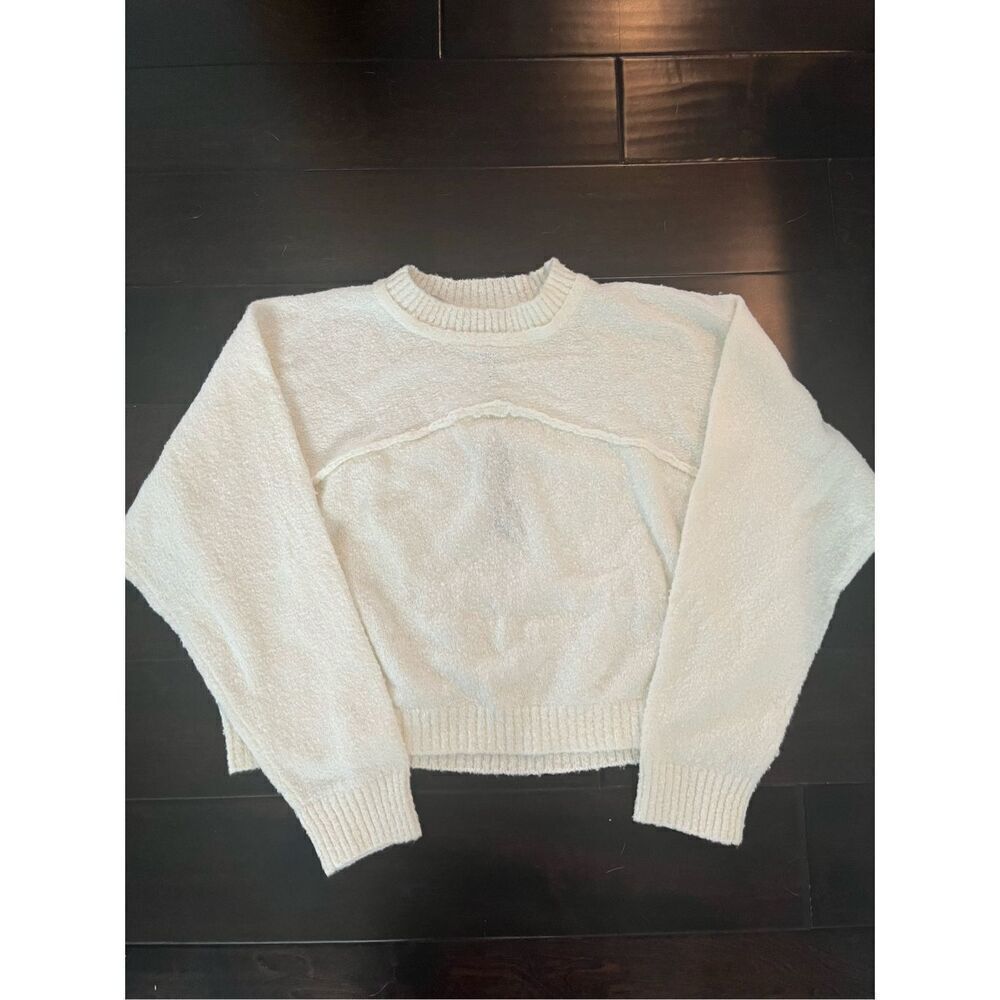 Bobi Ivory Long Sleeve Dolman Crewneck Sweater NEW
